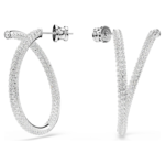 Dextera hoop earrings Round cut, White, Rhodium plated - Image 6