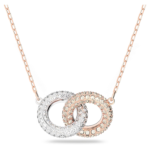 Dextera necklace Intertwined circles, White, 18K rose gold finish