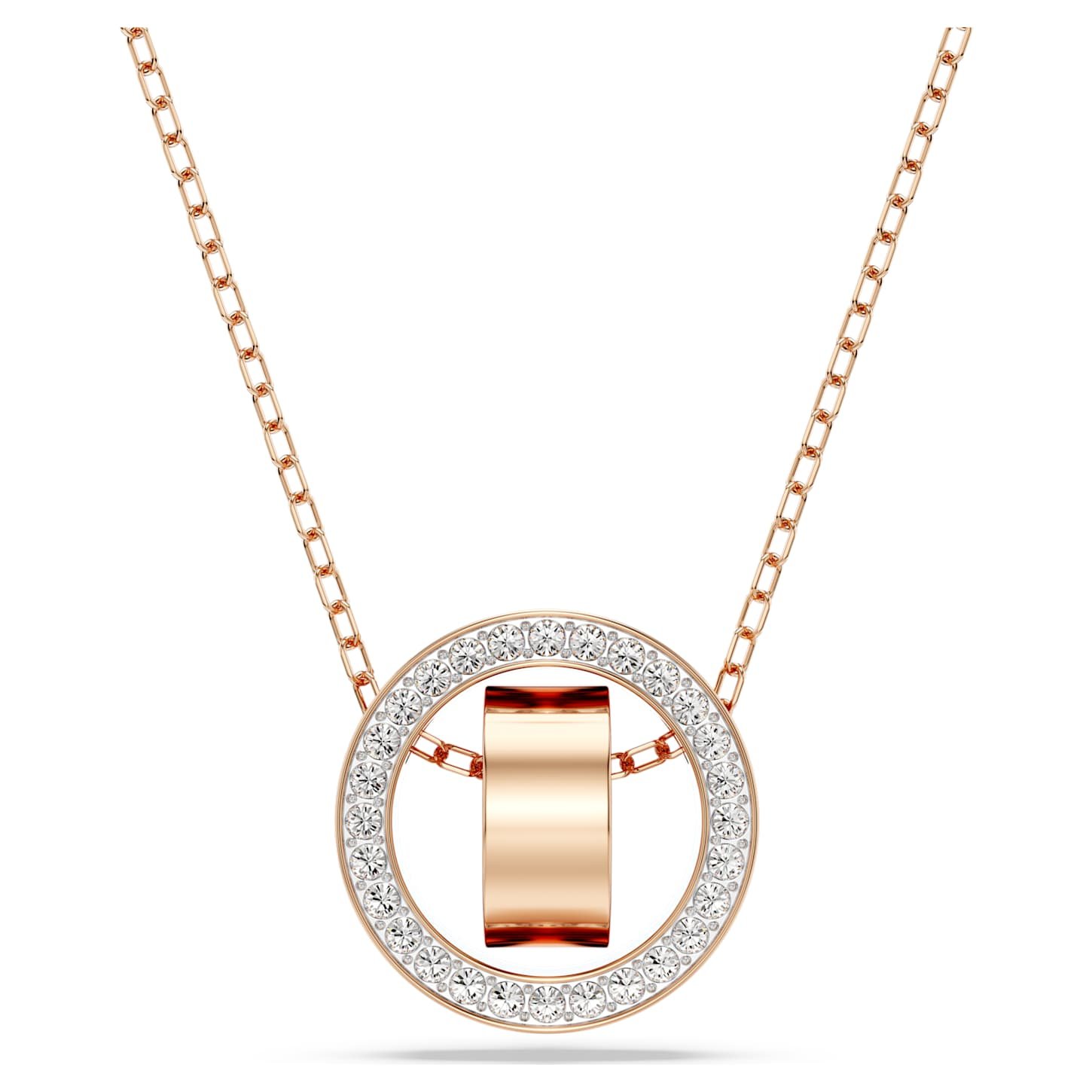 Dextera pendant Pavé, White, 18K rose gold finish