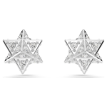 Dextera stud earrings Round cut, Star, White, Rhodium plated