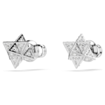 Dextera stud earrings Round cut, Star, White, Rhodium plated - Image 4