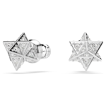 Dextera stud earrings Round cut, Star, White, Rhodium plated - Image 6