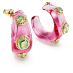 Dulcis hoop earrings Mixed cuts, Multicoloured, 18K gold finish - Image 4