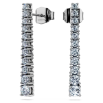 Eternity drop earrings Lab-grown diamonds 1.3 ct tw, Round shape, 18K white gold - Image 7