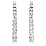 Eternity drop earrings Lab-grown diamonds 1.3 ct tw, Round shape, 18K white gold