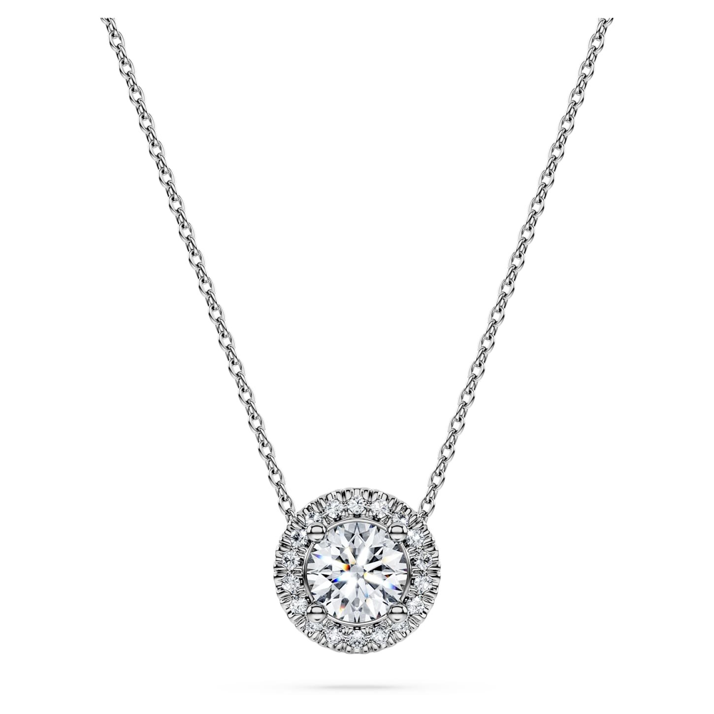 Eternity halo solitaire pendant Lab-grown diamonds 0.59 ct tw, Round shape, 18K white gold