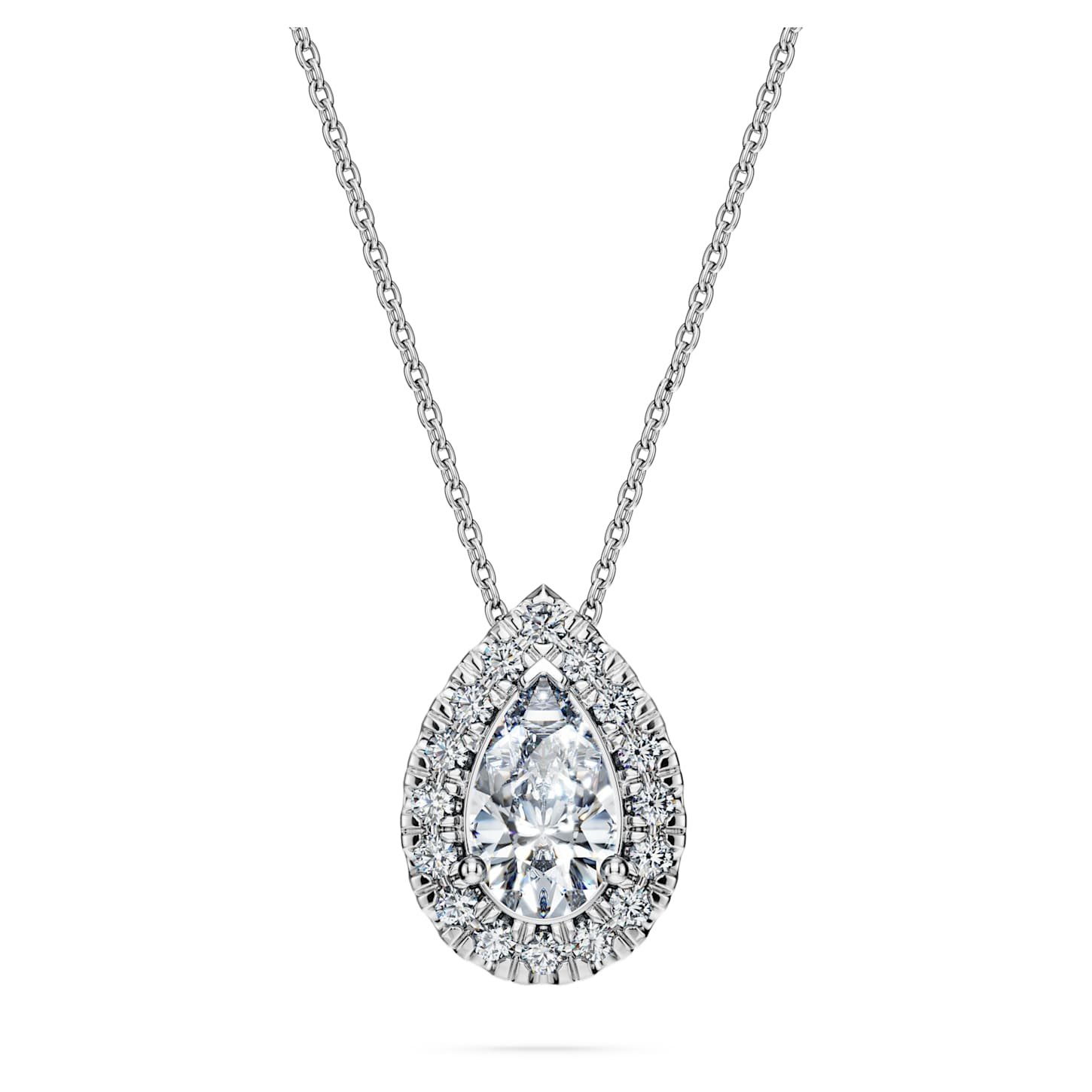 Eternity halo solitaire pendant Lab-grown diamonds 1 ct tw, Pear shape, 18K white gold