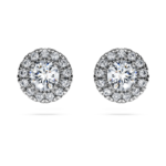 Eternity halo stud earrings Lab-grown diamonds 0.75 ct tw, Round shape, 18K white gold