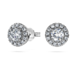 Eternity halo stud earrings Lab-grown diamonds 0.75 ct tw, Round shape, 18K white gold - Image 3