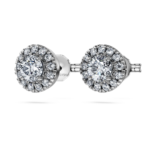 Eternity halo stud earrings Lab-grown diamonds 0.75 ct tw, Round shape, 18K white gold - Image 4