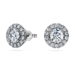 Eternity halo stud earrings Lab-grown diamonds 2 ct tw, Round shape, 18K white gold - Image 3