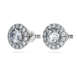 Eternity halo stud earrings Lab-grown diamonds 2 ct tw, Round shape, 18K white gold - Image 4