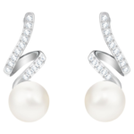 Gabriella drop earrings White, Rhodium plated