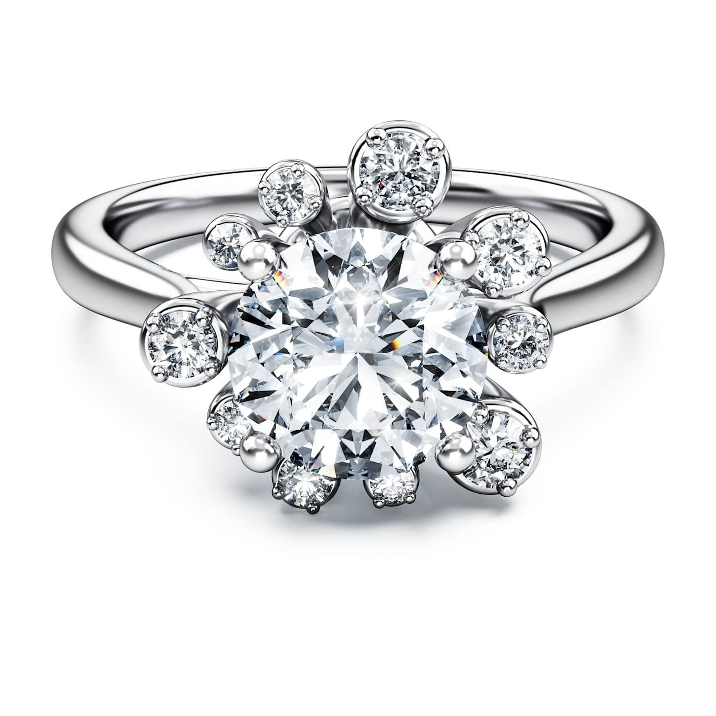 Galaxy ring Lab-grown diamonds 2 ct tw, Round shape, 18K white gold