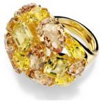 Gema cocktail ring Mixed cuts, Yellow, 18K gold finish - Image 8