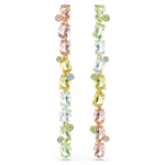 Gema drop earrings Asymmetrical design, Mixed cuts, Long, Multicoloured, 18K gold finish