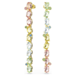 Gema drop earrings Asymmetrical design, Mixed cuts, Long, Multicoloured, 18K gold finish - Image 3