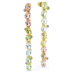 Gema drop earrings Asymmetrical design, Mixed cuts, Long, Multicoloured, 18K gold finish - Image 4
