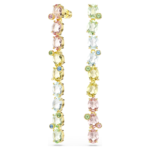 Gema drop earrings Asymmetrical design, Mixed cuts, Long, Multicoloured, 18K gold finish - Image 7