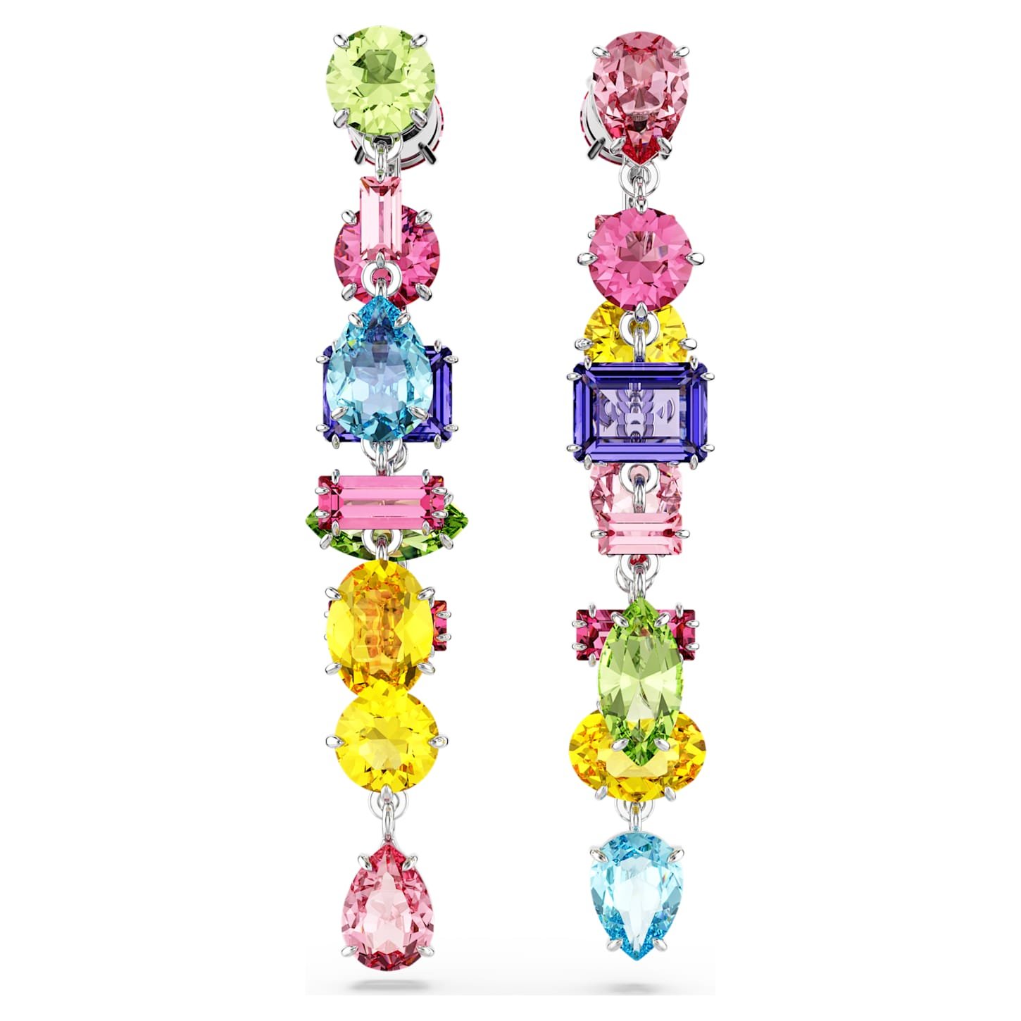gema-drop-earrings-asymmetrical-design-mixed-cuts-long-multicoloured-rhodium-plated-swarovski-5656417 Gema drop earrings Asymmetrical design, Mixed cuts, Long, Multicoloured, Rhodium plated - Image 1