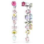 Gema drop earrings Asymmetrical design, Mixed cuts, Long, Multicoloured, Rhodium plated - Image 5