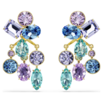 Gema earring jackets Mixed cuts, Multicoloured, 18K gold finish - Image 3