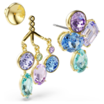 Gema earring jackets Mixed cuts, Multicoloured, 18K gold finish - Image 4