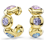 Gema hoop earrings Mixed cuts, Multicoloured, 18K gold finish
