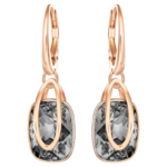 Holding drop earrings Grey, 18K rose gold finish