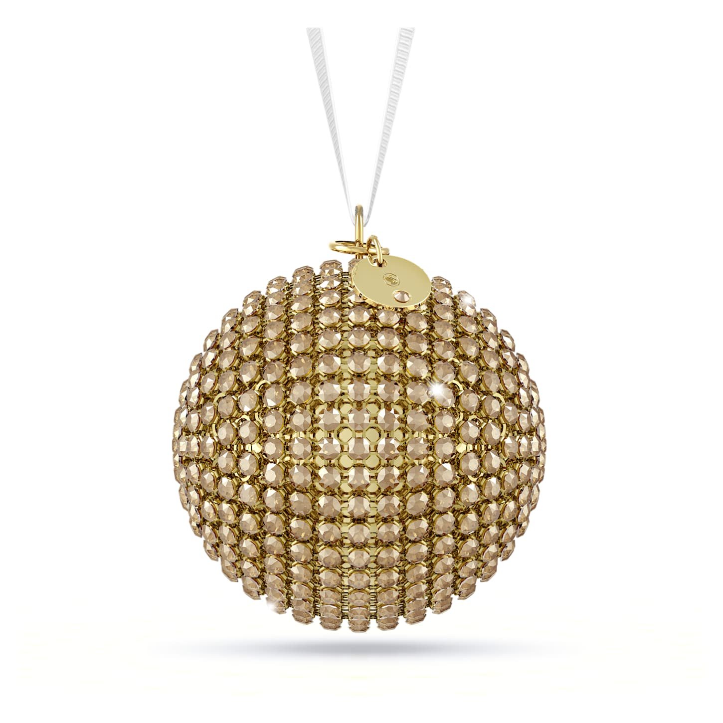 Holiday Magic Classics Crystal Mesh Ball Ornament Gold tone