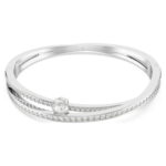 Hyperbola bangle Mixed cuts, White, Rhodium plated - Image 6