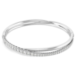 Hyperbola bangle Round cut, White, Rhodium plated