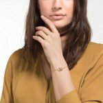Hyperbola bracelet Interlocking loop, White, 18K gold finish - Image 2