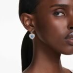 Hyperbola drop earrings Heart, Blue, Rhodium plated - Image 2