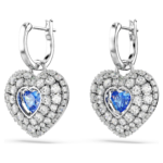 Hyperbola drop earrings Heart, Blue, Rhodium plated - Image 4