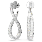 Hyperbola drop earrings Infinity, White, Rhodium plated