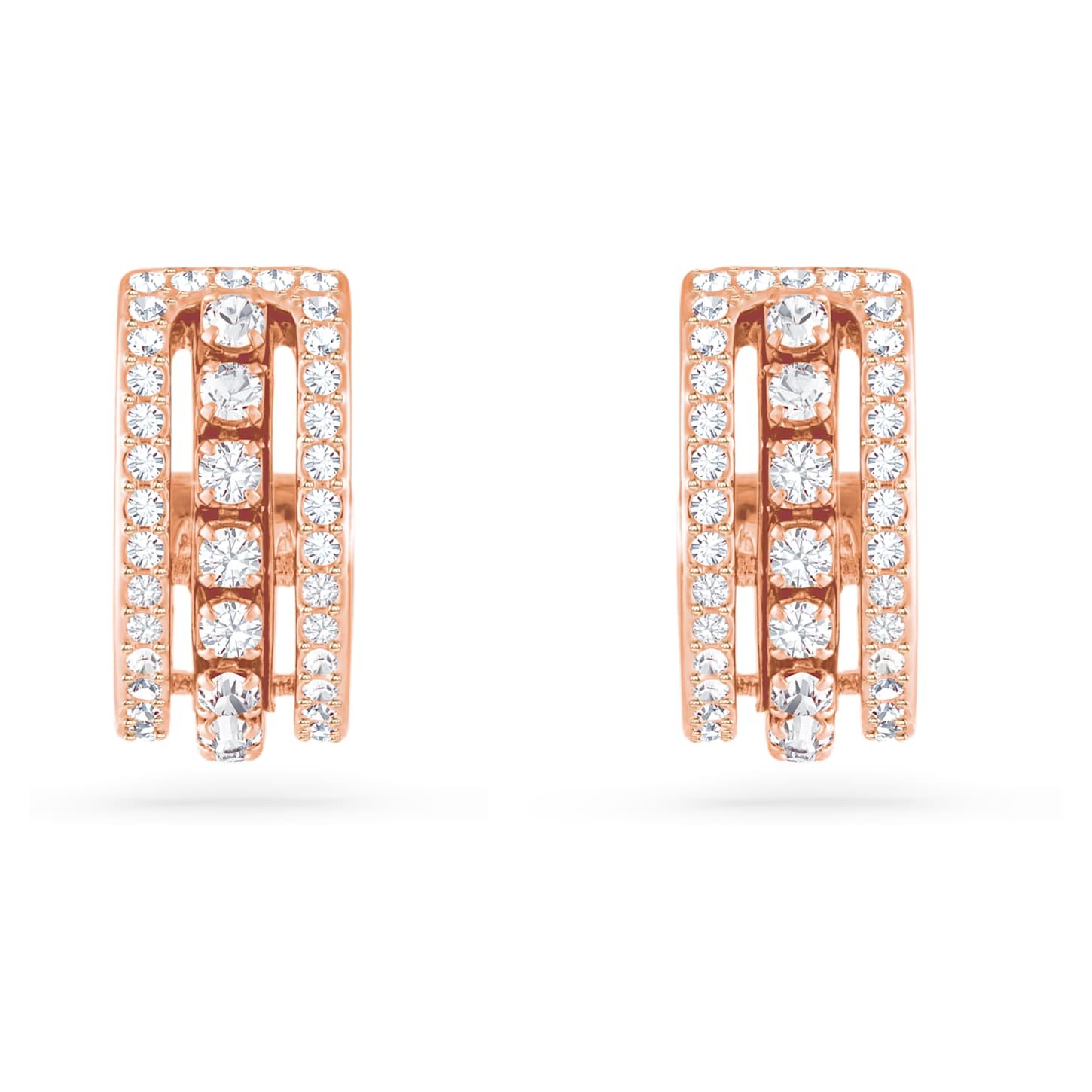 Hyperbola hoop earrings White, 18K rose gold finish