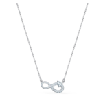 Hyperbola necklace Infinity, White, Rhodium plated