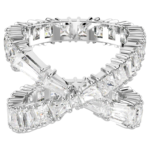 Hyperbola ring Infinity, White, Silver-tone finish