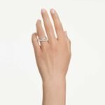 Hyperbola ring Mixed cuts, White, Silver-tone finish - Image 2