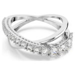 Hyperbola ring Mixed cuts, White, Silver-tone finish