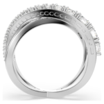 Hyperbola ring Mixed cuts, White, Silver-tone finish - Image 4