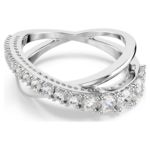 Hyperbola ring Mixed cuts, White, Silver-tone finish - Image 6