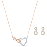Hyperbola set Infinity and heart, White, Mixed metal finish