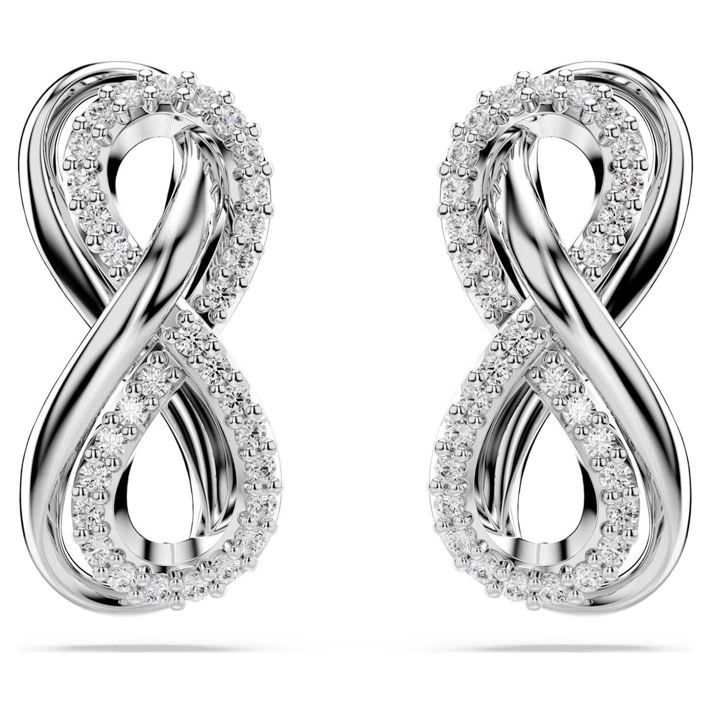 Hyperbola stud earrings Infinity, White, Rhodium plated