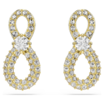 Hyperbola stud earrings Round cut, Pavé, Infinity, White, 18K gold finish