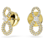 Hyperbola stud earrings Round cut, Pavé, Infinity, White, 18K gold finish - Image 3