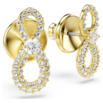Hyperbola stud earrings Round cut, Pavé, Infinity, White, 18K gold finish - Image 4