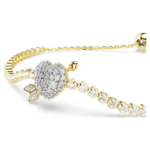 Idyllia bracelet Mixed cuts, Heart with arrow, White, 18K gold finish - Image 3