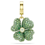 Idyllia charm Clover, Green, 18K gold finish